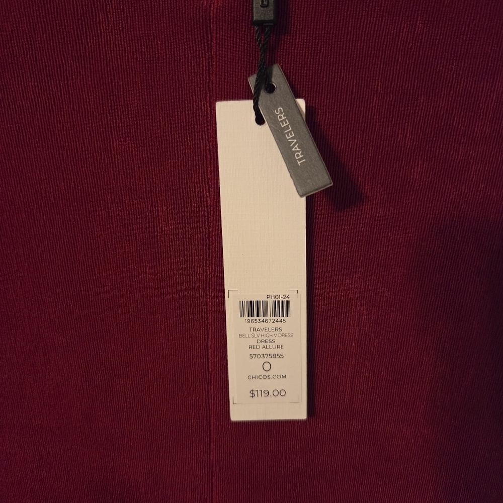 Chico's Women's Red Stretchy Cocktail Shift Dress. Size S Witchy Dark Romance - Picture 6 of 6